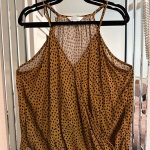 Market & Spruce Mustard and Black Polka Dot Blouse